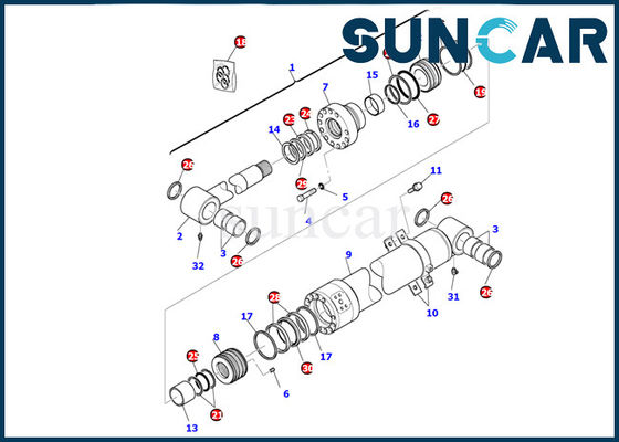 Купить 707-99-43300 части набора PC95R-2 уплотнения цилиндра KOMATSU набора обслуживания цилиндра заграждения гидравлические внутренние online manufacture
