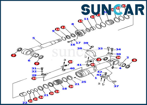 Купить Запчасти экскаватора PC160LC-7 KOMATSU пригонок набора 707-99-38720 уплотнения цилиндра заграждения внутренние online manufacture