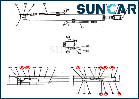 Купить Запасные части СЛУЧАЯ экскаватора CX25 набора уплотнения цилиндра заграждения PV01V00039R300 online manufacture