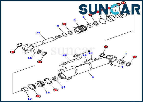 Купить KOMATSU 707-98-34610 комплект для ремонта уплотнения цилиндра 7079834610 заграждений для образцов техники PC40R-8 PC45R-8 online manufacture