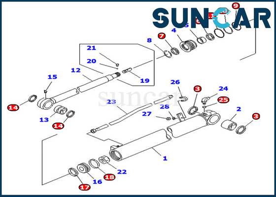 PC75UD-2E PC75UD-2 KOMATSU 707-98-35140 цилиндр руки набора обслуживания 7079835140 экскаваторов гидравлический