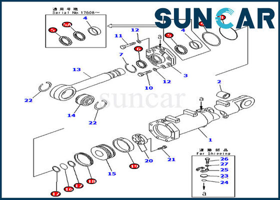 Части D375A-3 KOMATSU 707-98-74410 опрокидывают набор обслуживания гидравлического цилиндра набора запечатывания