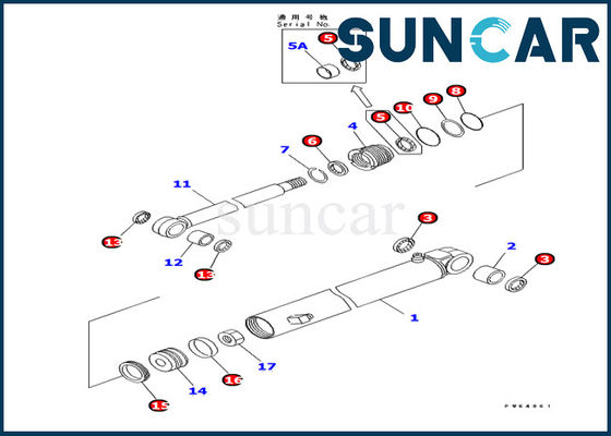 Части наборов PC10MR-1 KOMATSU уплотнения цилиндра руки запечатывания 707-98-10820 экскаватора внутренние