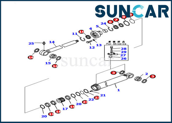 707-99-53310 набор обслуживания экскаватора PC130-8 оборудования работы KOMATSU набора уплотнения цилиндра заграждения