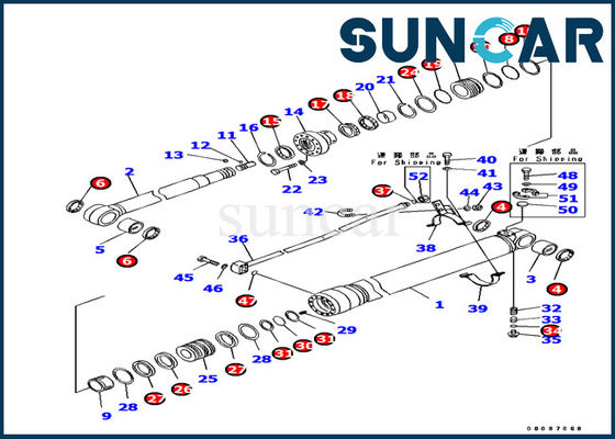 707-99-38820 части экскаватора KOMATSU PC138US-8 внутренние подготовляют комплект для ремонта машинного оборудования набора уплотнения цилиндра