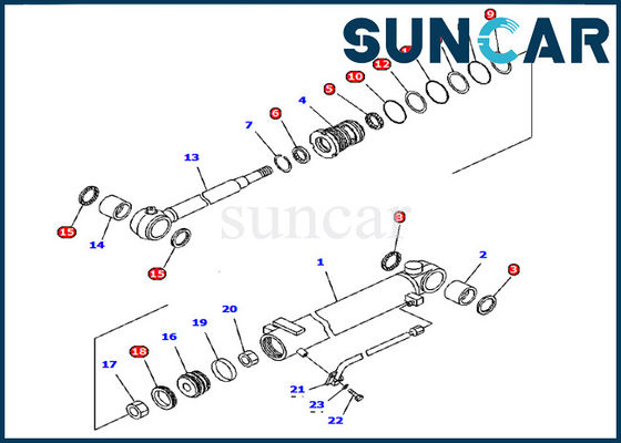 707-98-12330 набор обслуживания частей модели экскаватора PC15R-8 KOMATSU набора уплотнения цилиндра заграждения внутренний