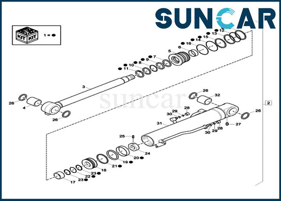 XKCD-03076 XKCD03076 Boom Cylinder Seal Kit CASE CX60C CX57C Excavator Hydraulic Sealing Kit