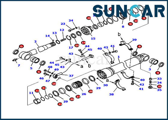 PC238USLC-11 PC210LC-10 Экскаватор 707-99-50520 Komatsu Комплект для обслуживания цилиндра рукоятки Запасной комплект