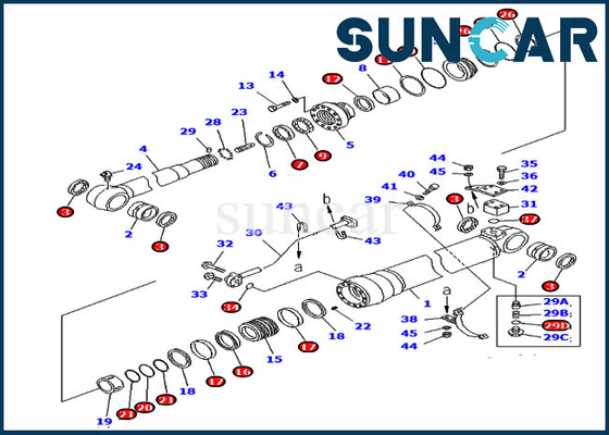 Комплект для ремонта 707-99-58300 уплотнения PC220LC-6 KOMATSU 7079958300 цилиндр руки скважины пригонок 100MM штанга 140MM