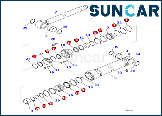Комплект для ремонта KOMATSU цилиндра заграждения пригонок 721-98-01720 PC490LCI-11 набора 7219801720 уплотнения цилиндра заграждения