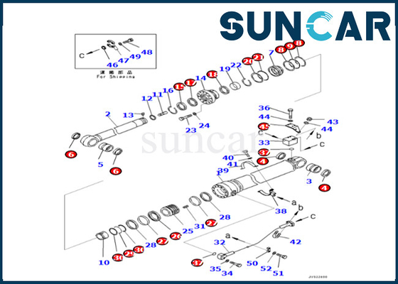 Комплект для ремонта цилиндра руки пригонок 707-99-76180 PC500LC-8R PC500LC-8 набора 707-99-76180 уплотнения цилиндра руки KOMATSU