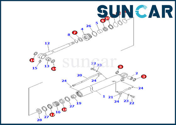 KOMATSU 707-99-26710 набор уплотнения цилиндра 7079926710 ведер для набора запечатывания цилиндра ведра PC60-8 PC70-8
