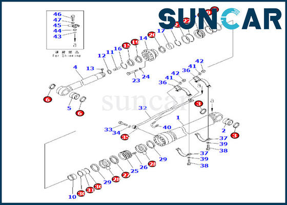 7079976300 наборов KOMATSU уплотнения цилиндра руки 707-99-76300 для набора запечатывания цилиндра руки PC600-8 PC600-8R