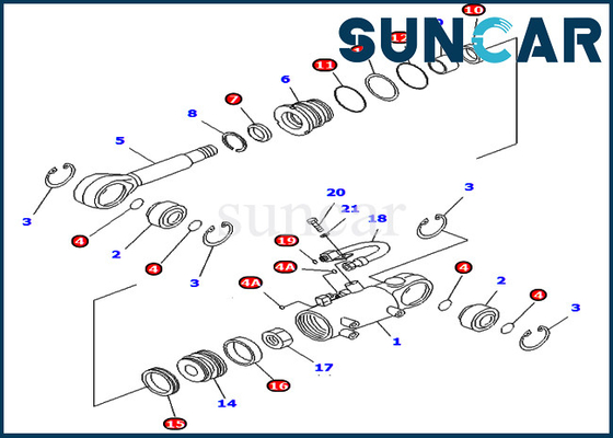 707-98-24730 Tilt Cylinder Seal Kit Wear Resistance Komatsu Excavator PC40MR-1 PC45MR-1 Repair Kits