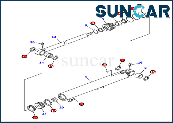 707-98-29510 7079829510 Бум Swing Cylinder Seal Kit For Oversea Спецификация машины PC40MR-2 Komatsu