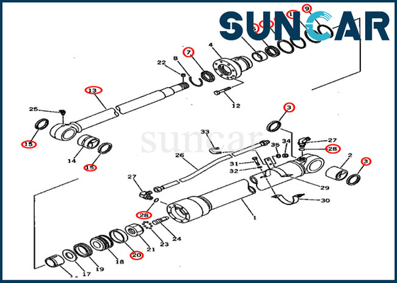 Assy 201-63-02050 цилиндра 2016302050 комплект для ремонта CYL KOMATSU PC60U-5 наборов уплотнения руки гидравлический